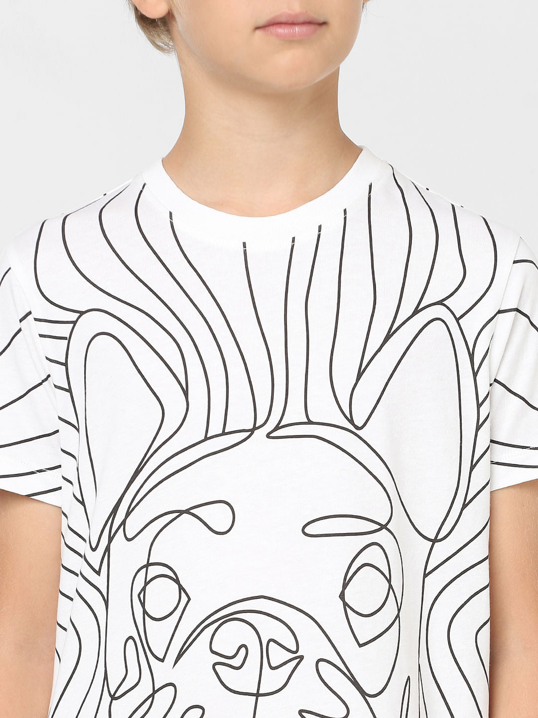 Boys White Printed Co-ord T-shirt