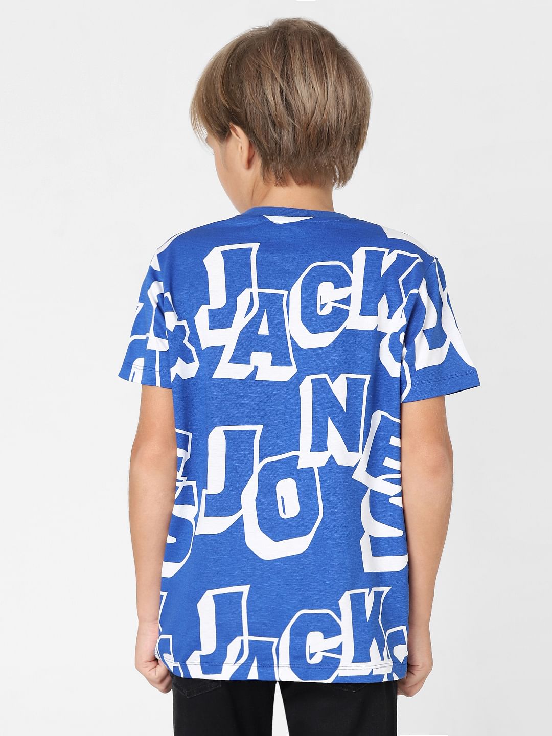 Boys Blue Typographic Print Crew Neck T-shirt
