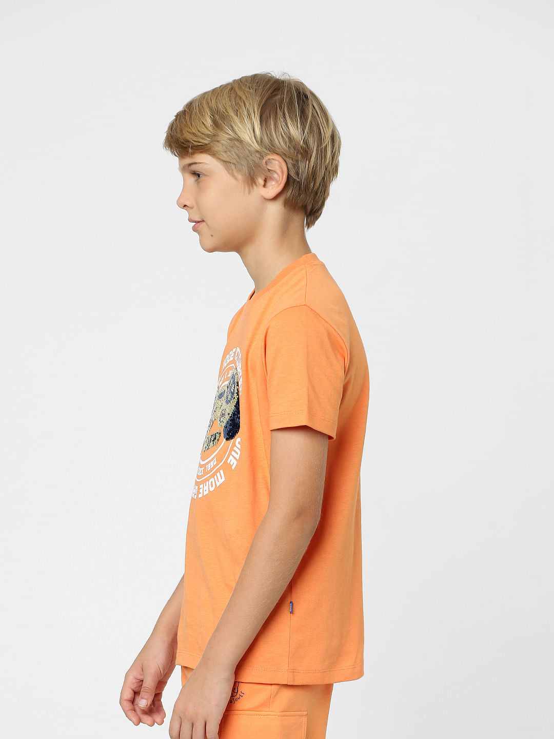 Boys Orange Graphic Print T-shirt