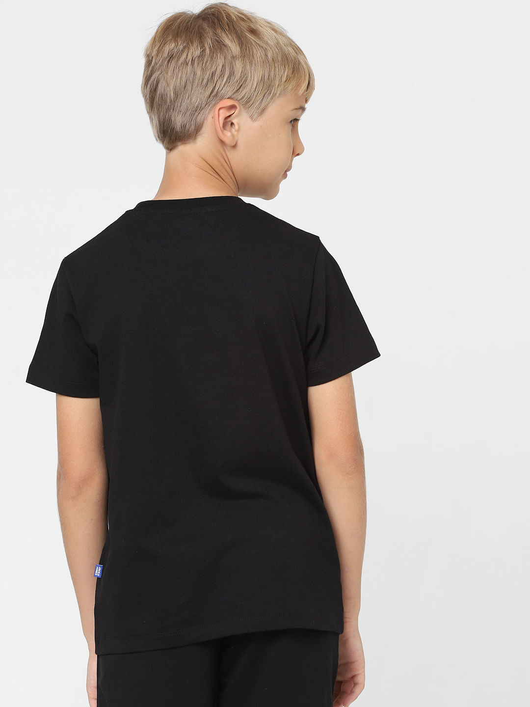 Boys Black Printed Crew Neck T-shirt
