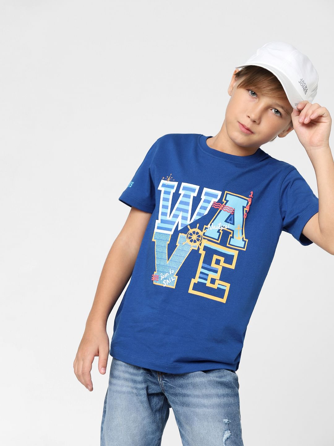Boys Blue Graphic Print Crew Neck T-shirt