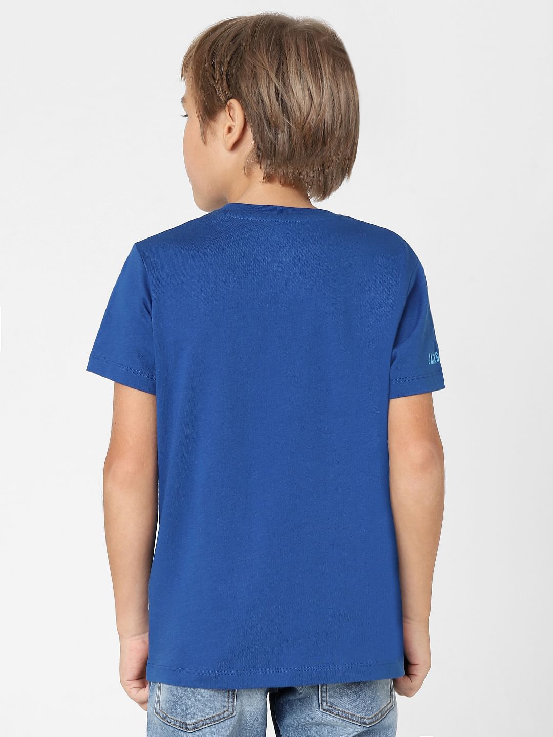 Boys Blue Graphic Print Crew Neck T-shirt