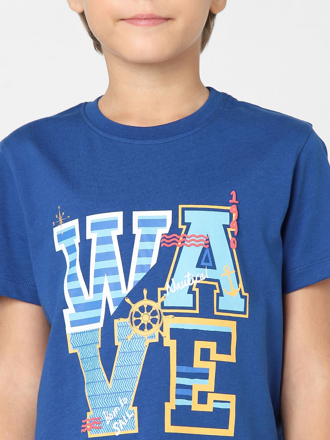 Boys Blue Graphic Print Crew Neck T-shirt