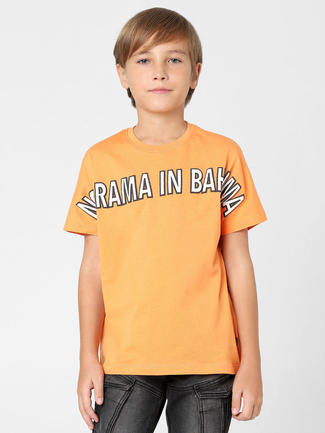 Boys Orange Crew Neck T-shirt
