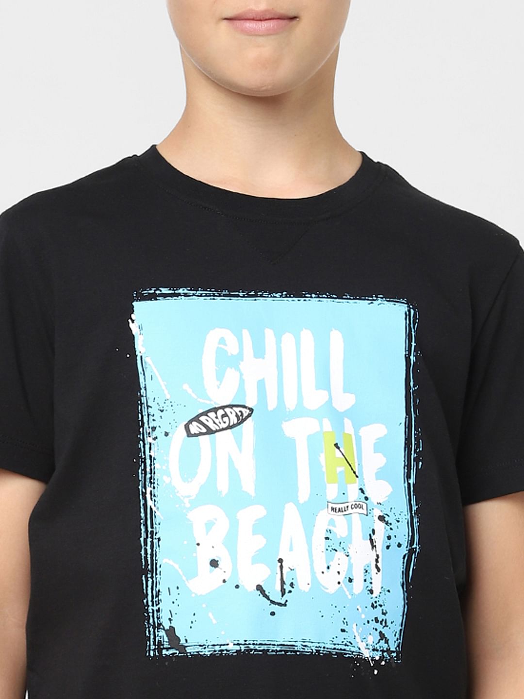Boys Black Graphic Print T-shirt