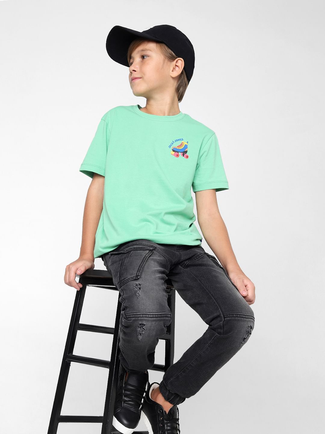 Boys Green Crew Neck T-shirt