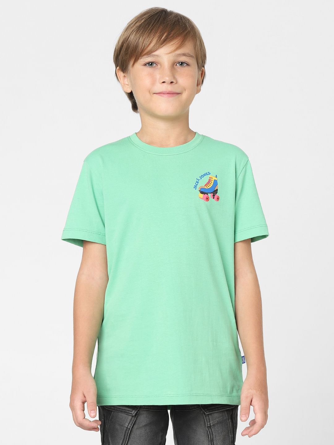 Boys Green Crew Neck T-shirt