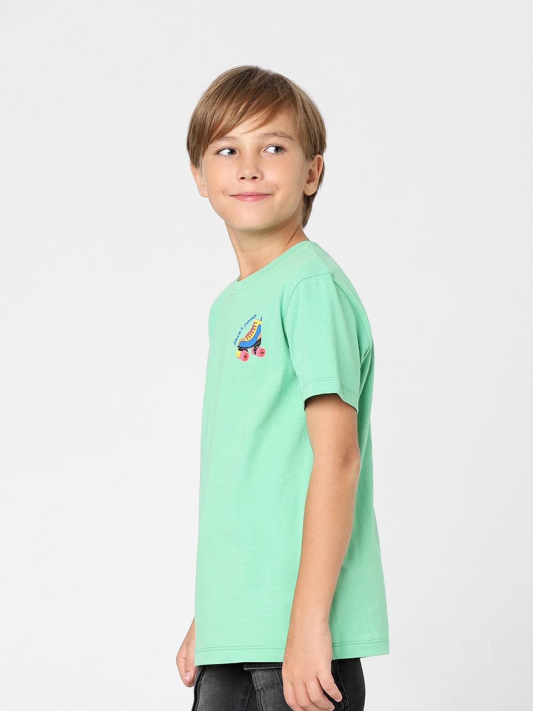 Boys Green Crew Neck T-shirt