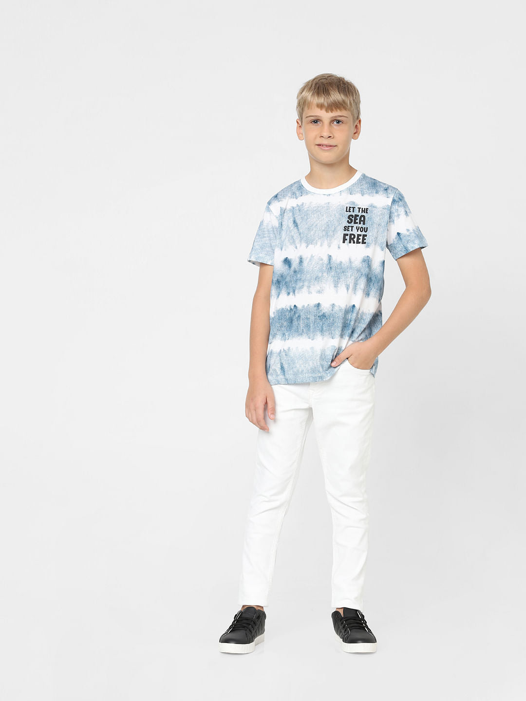Boys Blue Graphic Print T-shirt