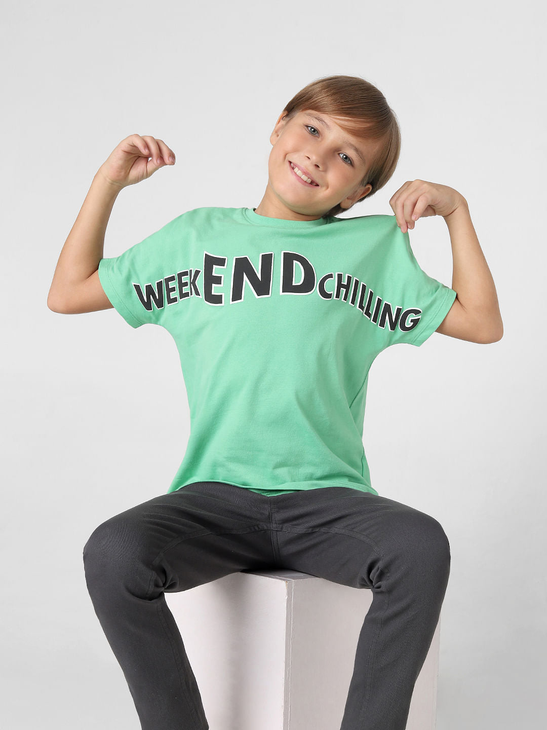 Boys Green Crew Neck T-shirt