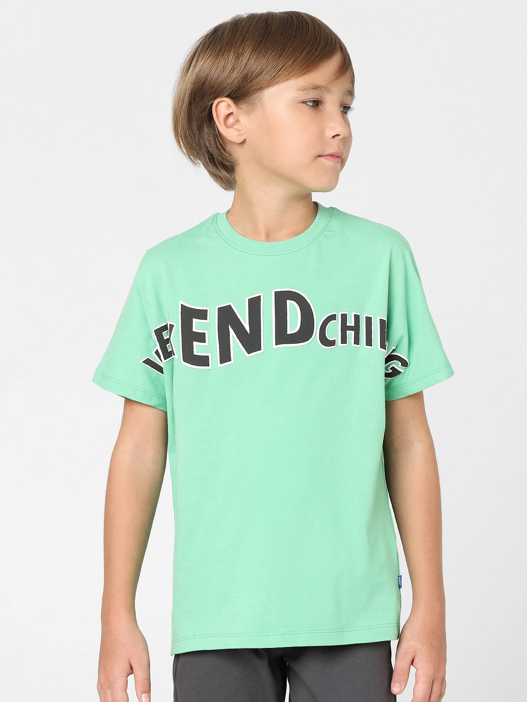 Boys Green Crew Neck T-shirt