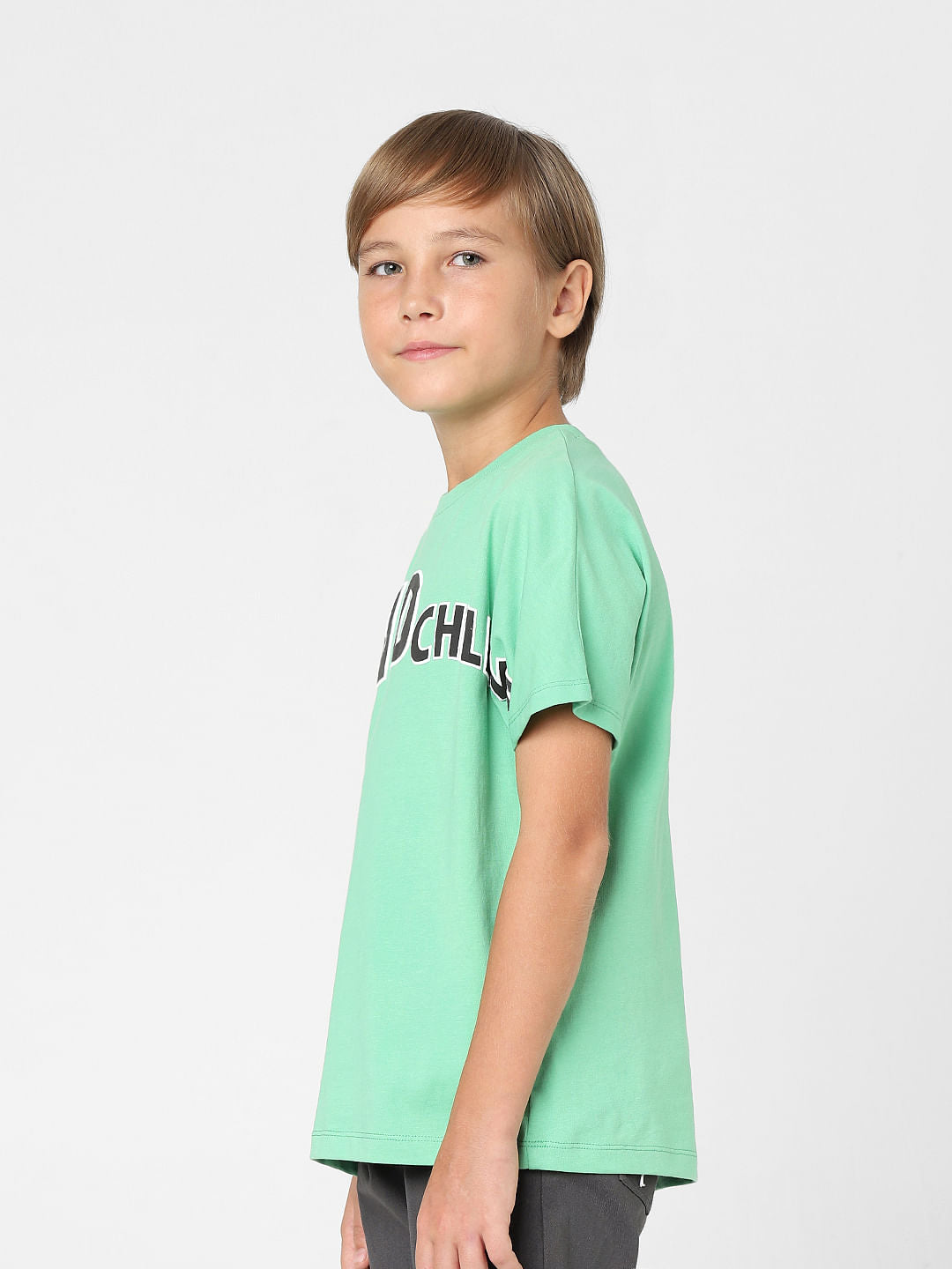 Boys Green Crew Neck T-shirt