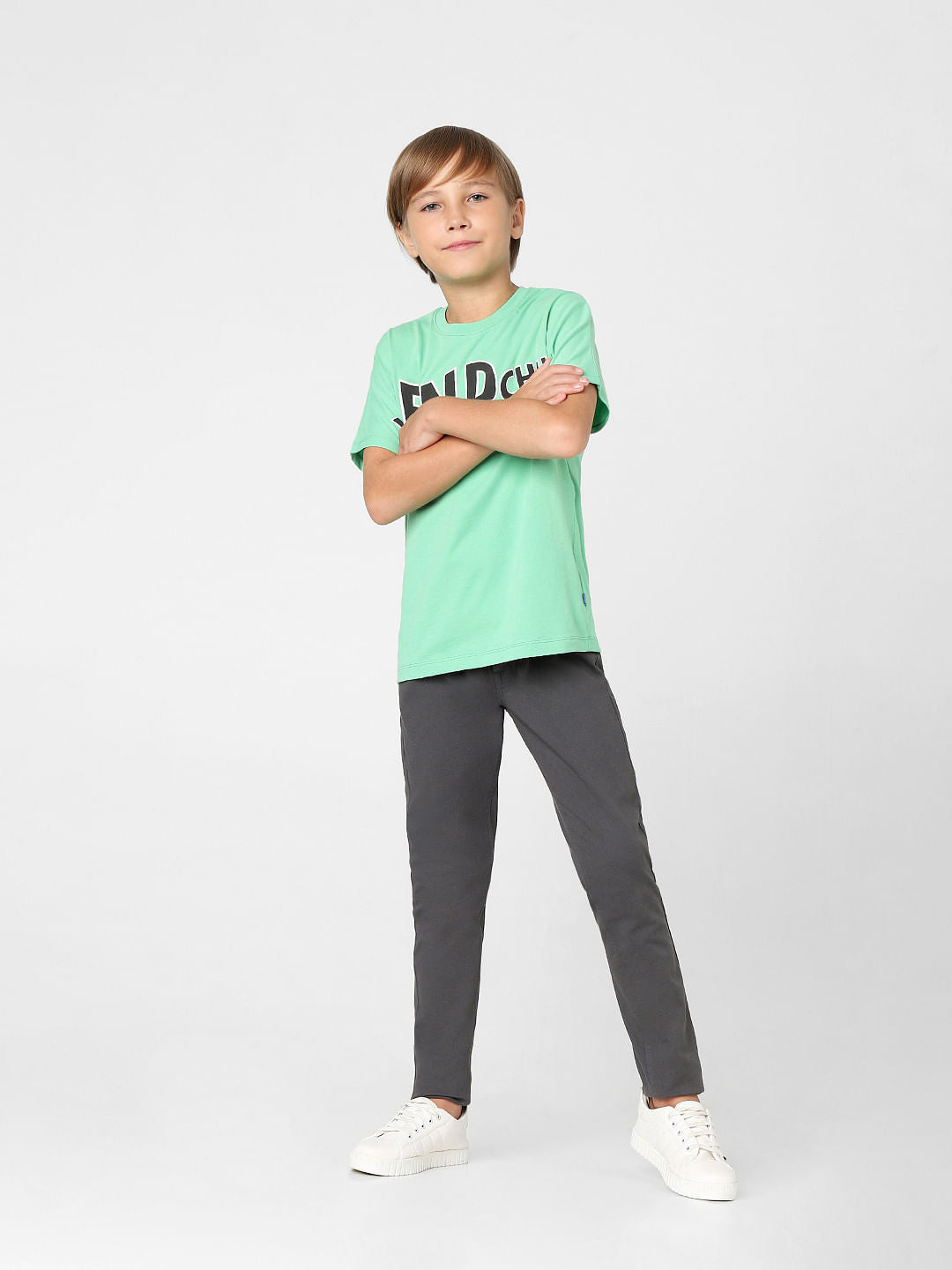Boys Green Crew Neck T-shirt