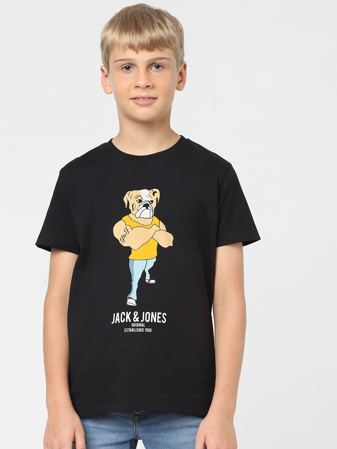 Boys Black Graphic Print T-shirt