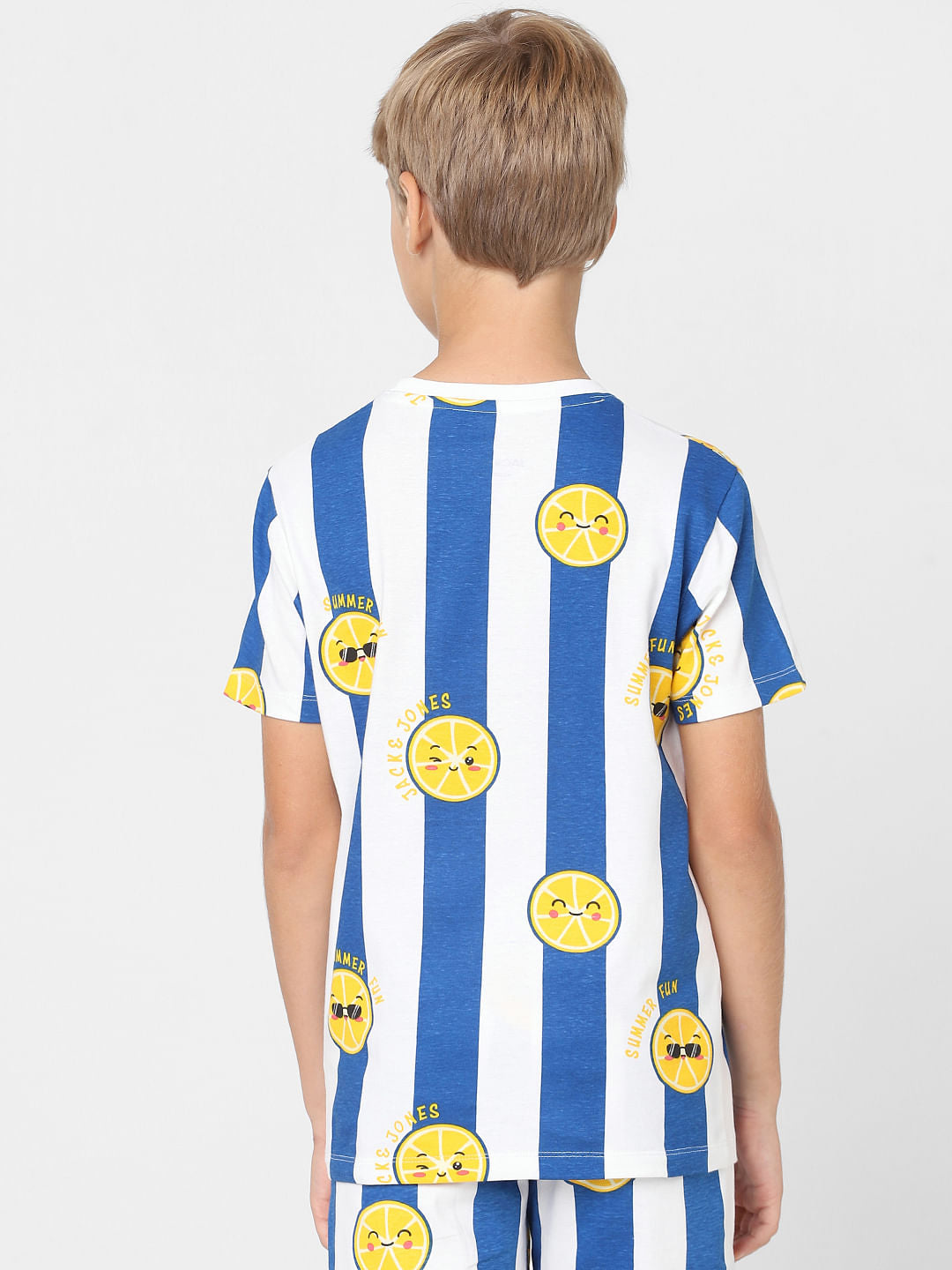 Boys Blue Striped Co-ord T-shirt