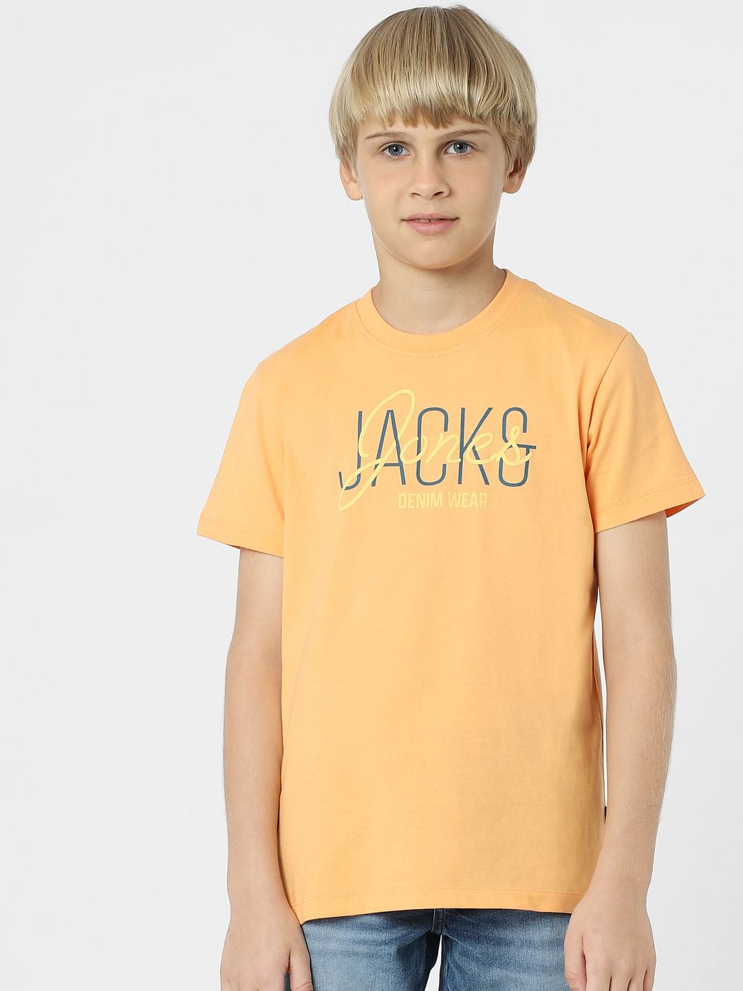 BOYS Orange Logo Print T-shirt