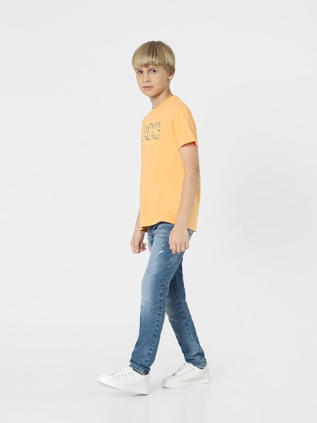BOYS Orange Logo Print T-shirt