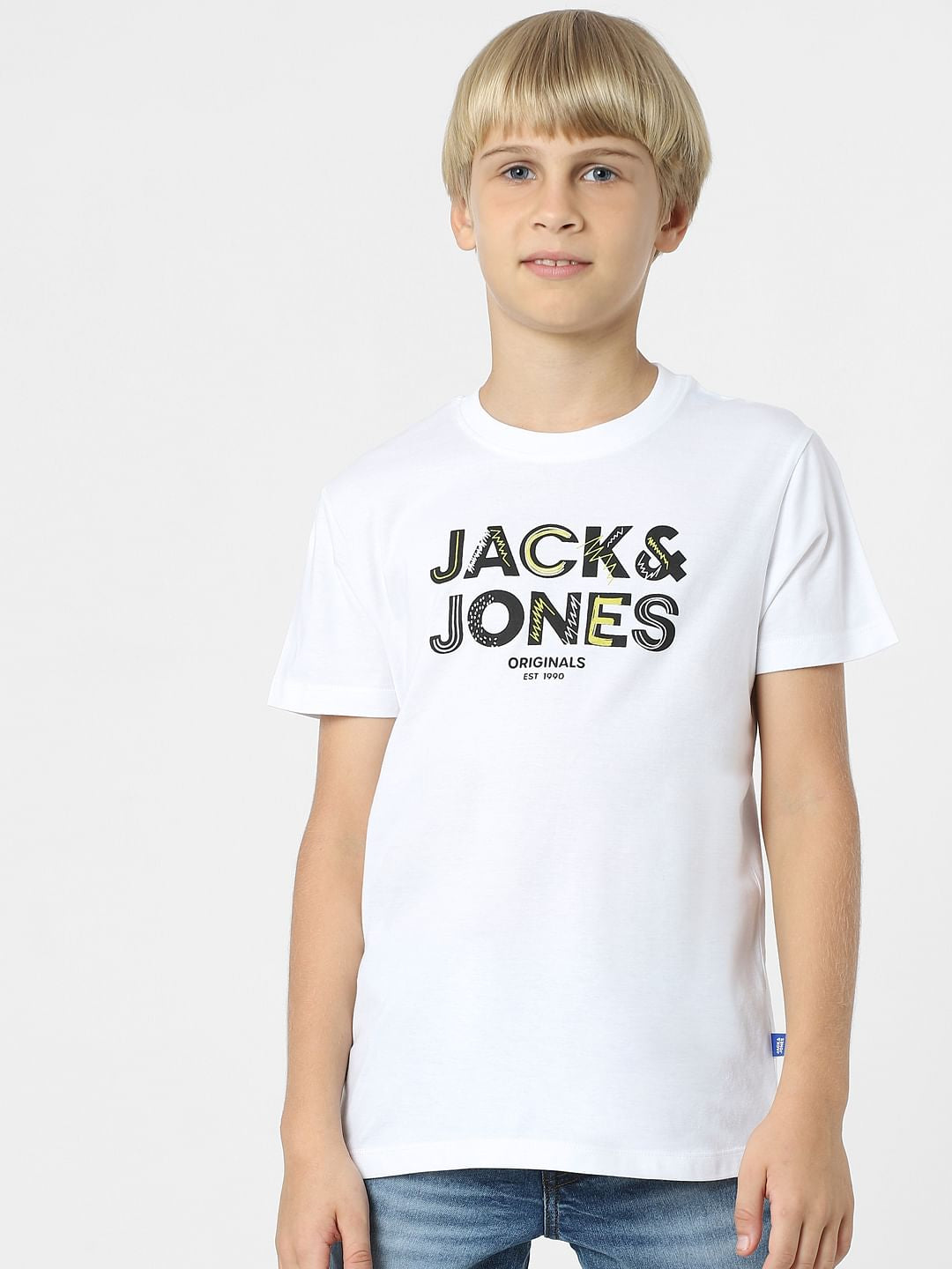 BOYS White Logo Print T-shirt