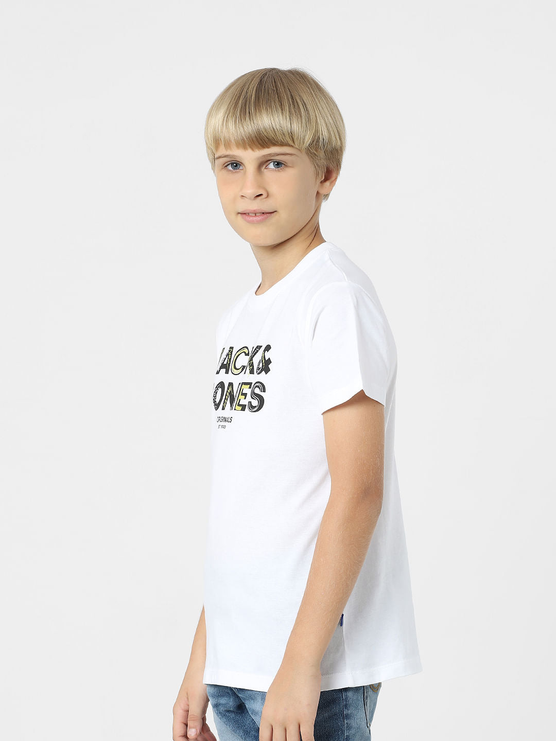 BOYS White Logo Print T-shirt