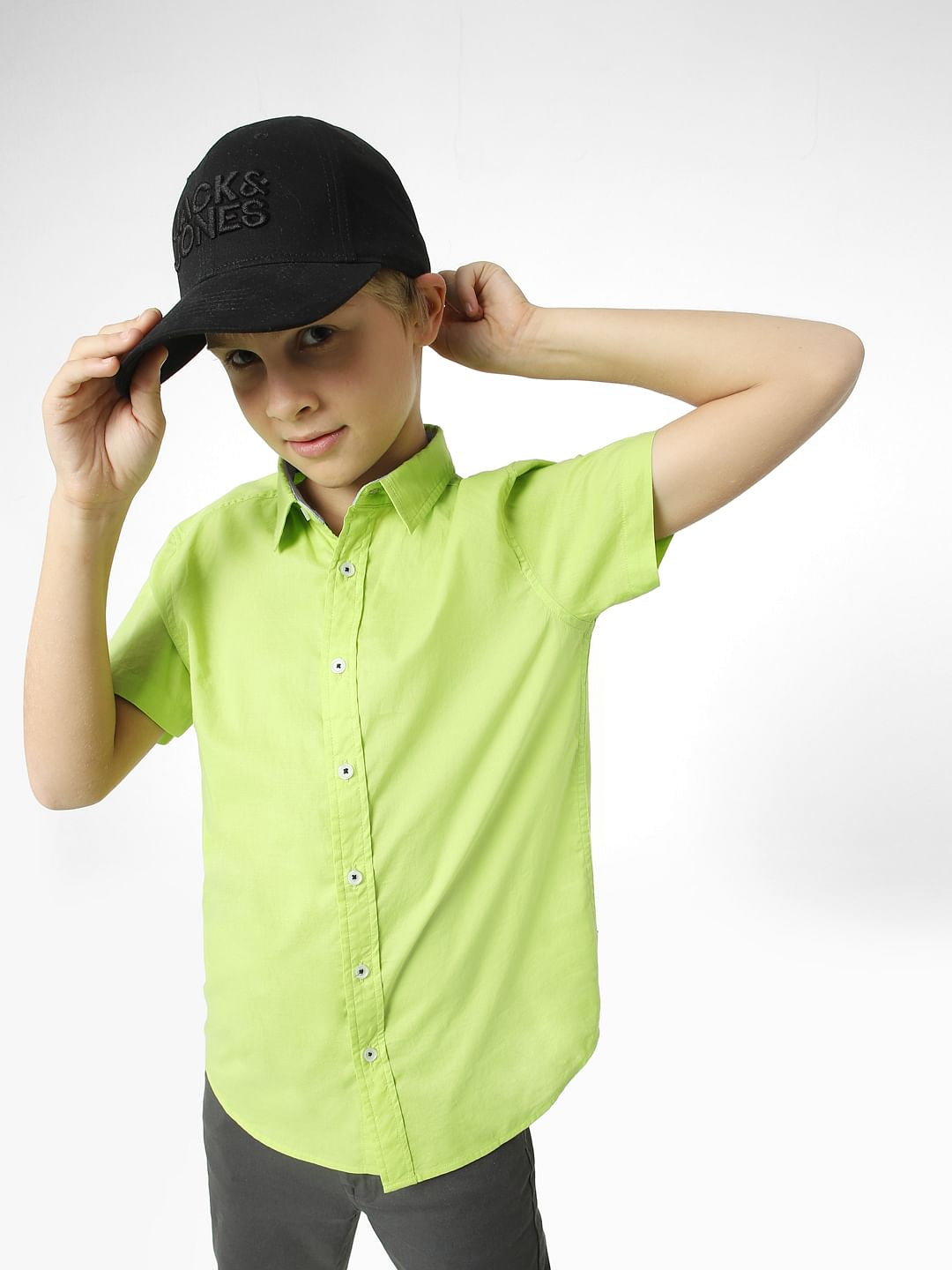 BOYS Green Short Sleeves Shirt - Main Image