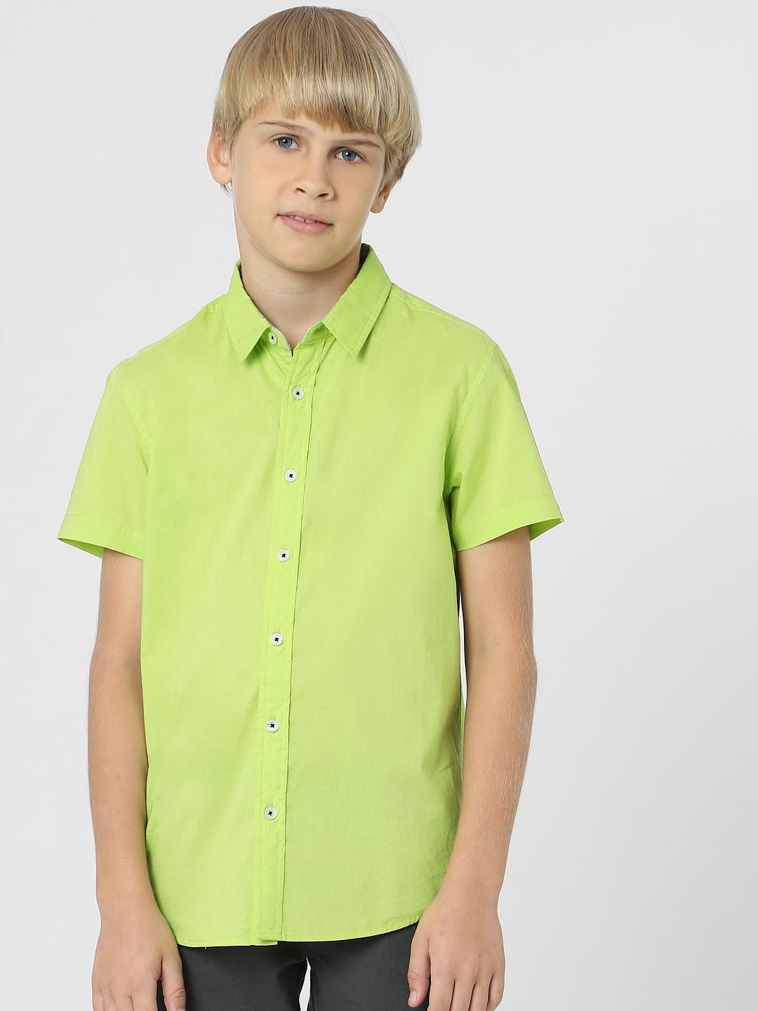 BOYS Green Short Sleeves Shirt