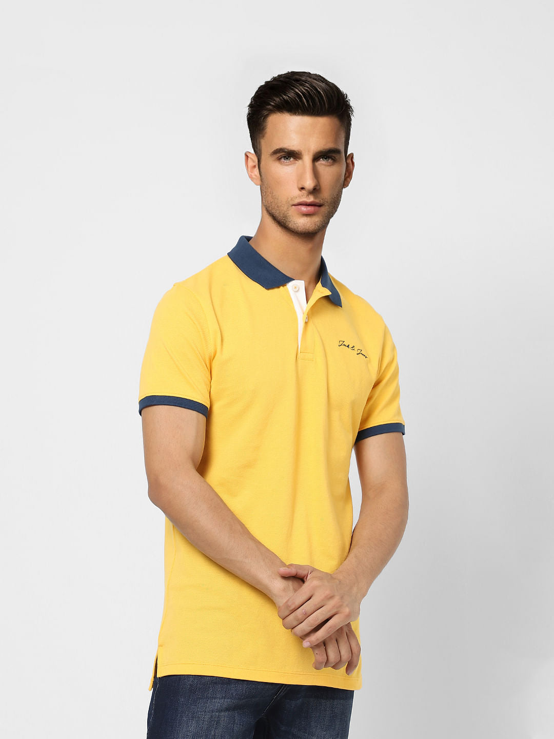 Yellow Contrast Tipping Polo T-shirt