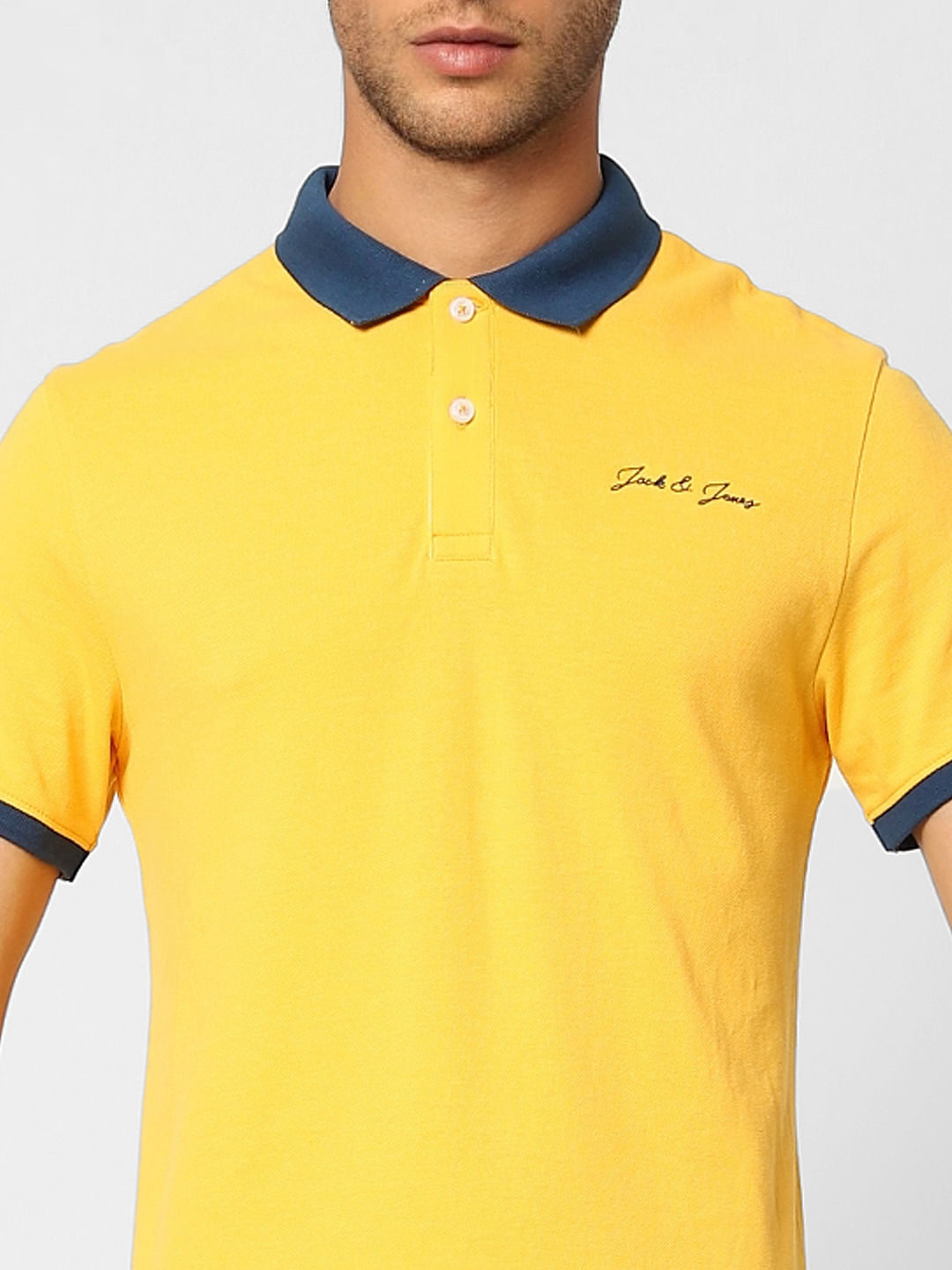 Yellow Contrast Tipping Polo T-shirt