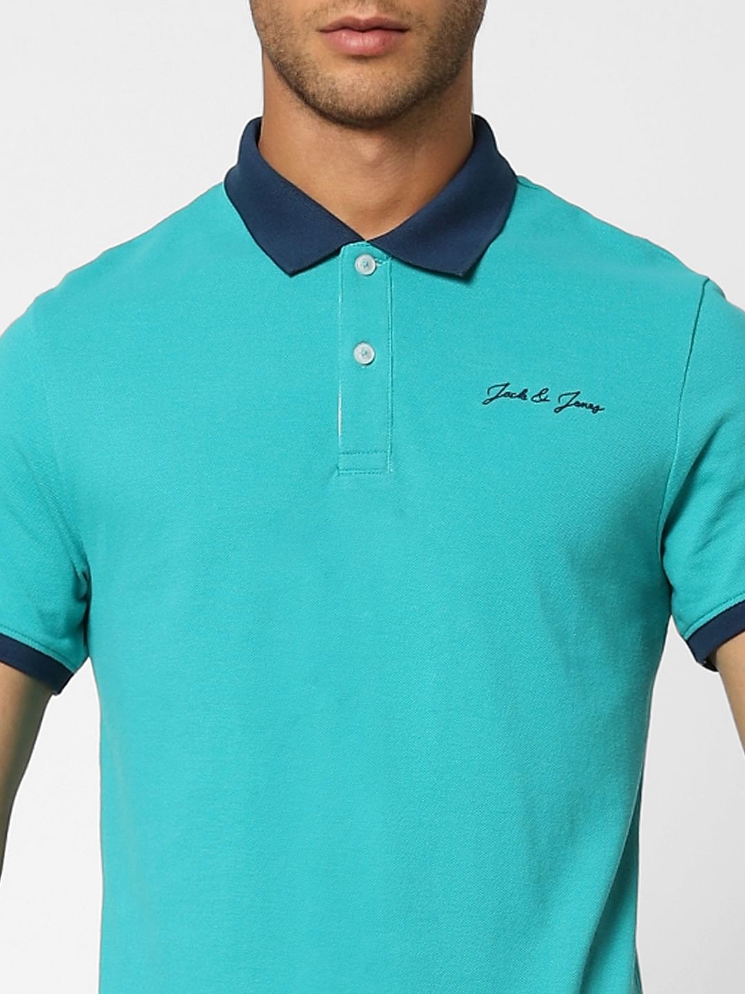 Blue Contrast Tipping Polo T-shirt