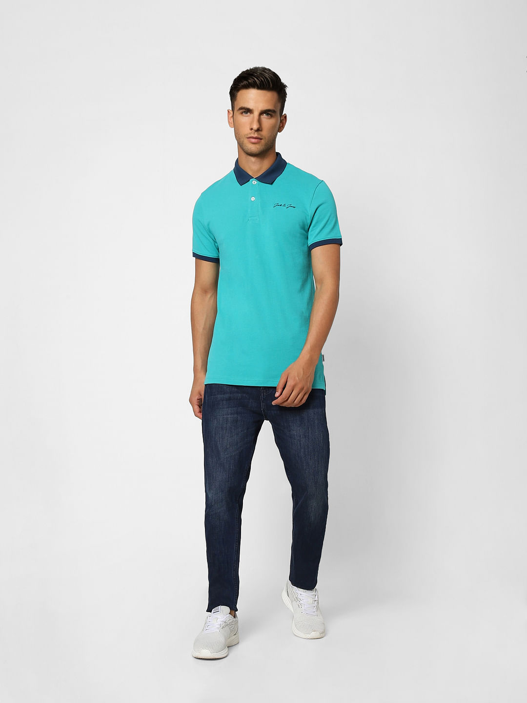 Blue Contrast Tipping Polo T-shirt
