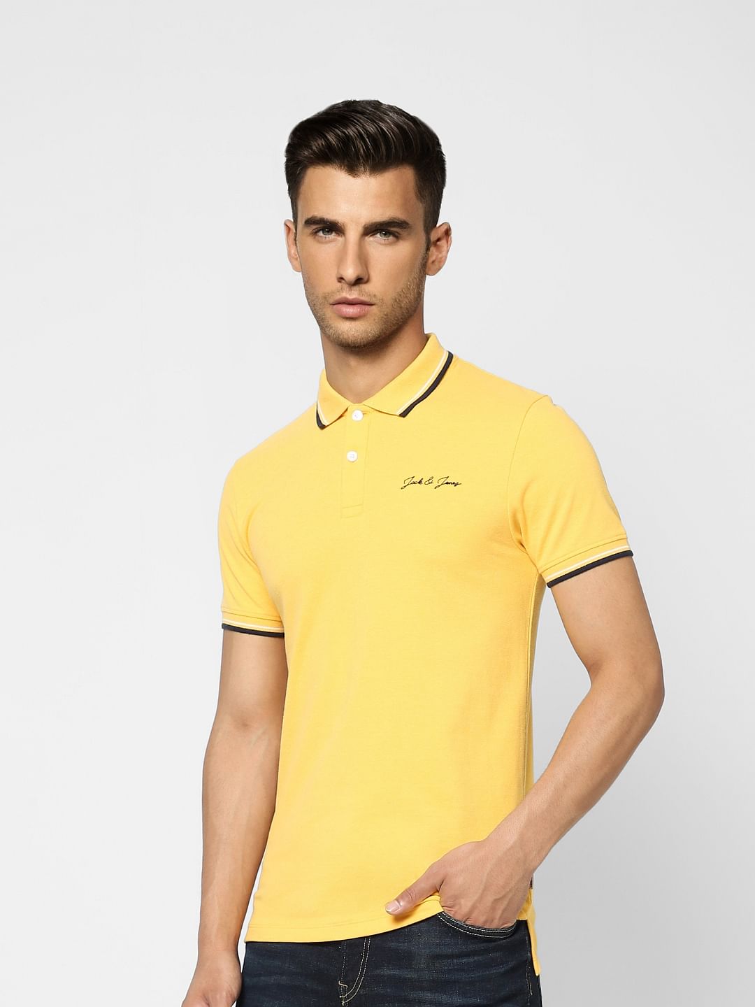 Yellow Contrast Tipping Polo T-shirt