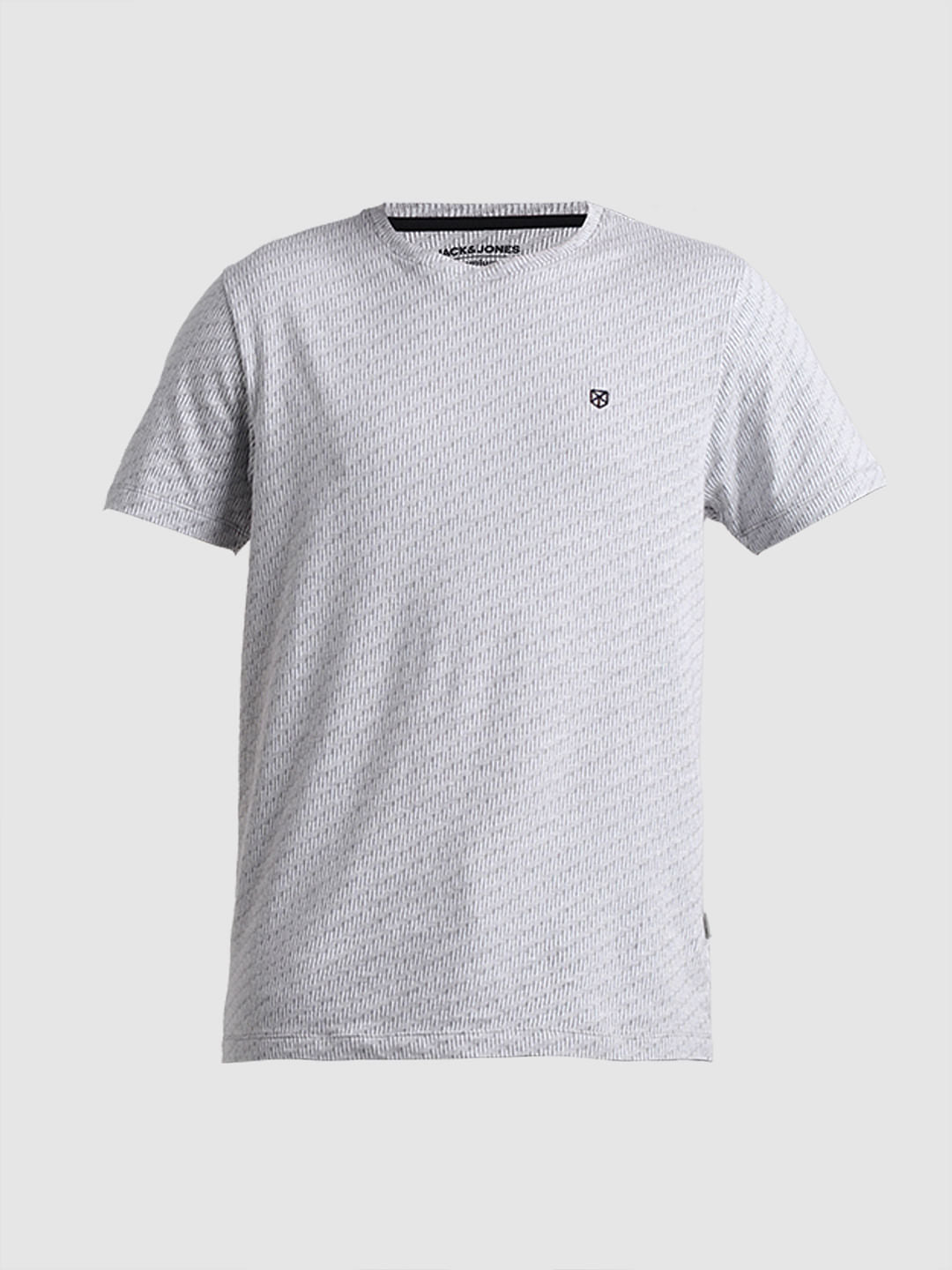 Grey Textured Crew Neck T-shirt