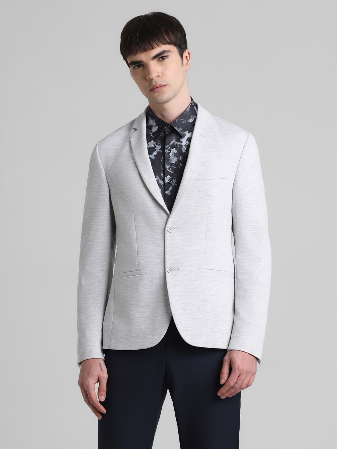 Light Grey Double Button Blazer
