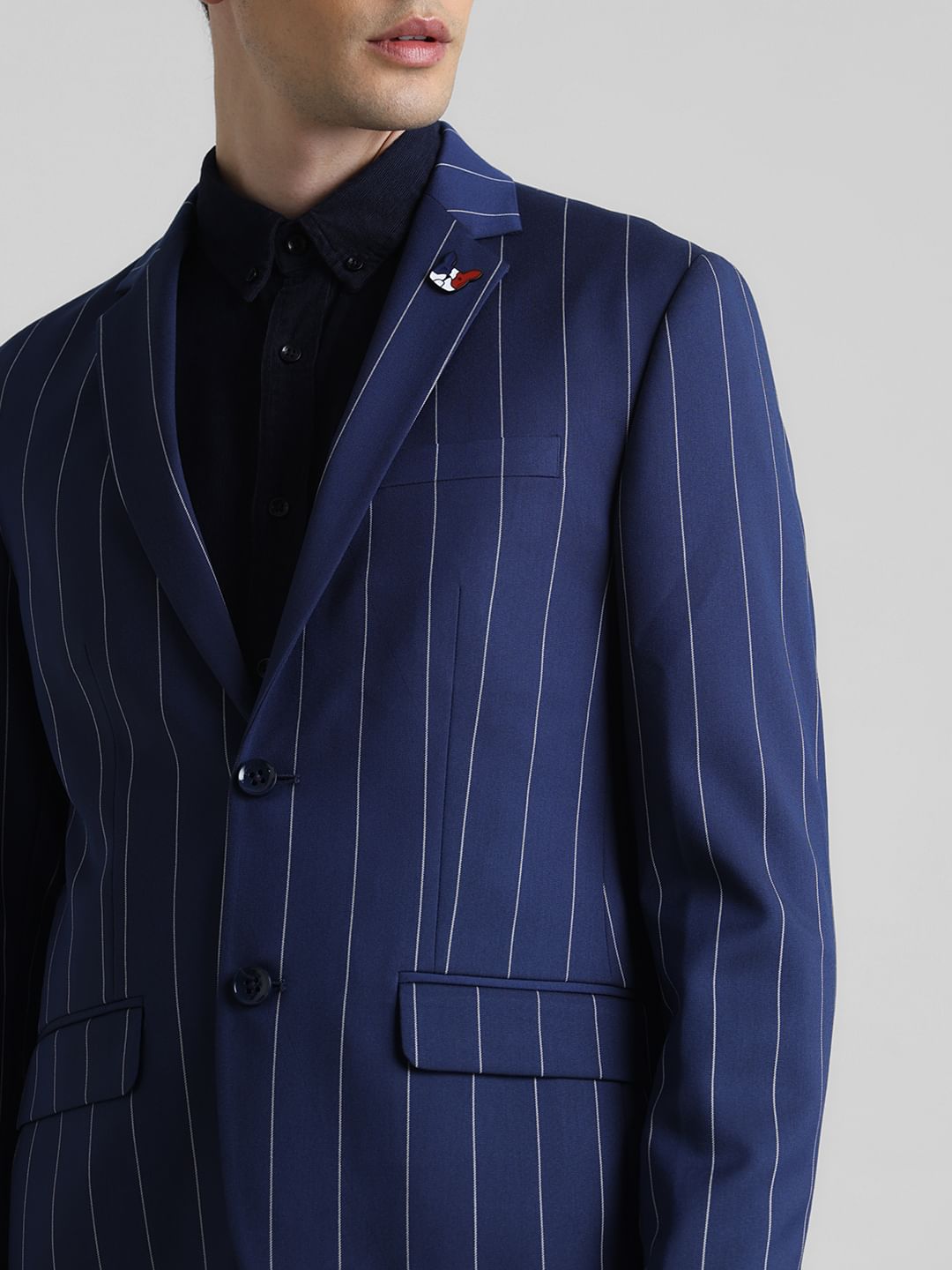 Blue Striped Formal Blazer
