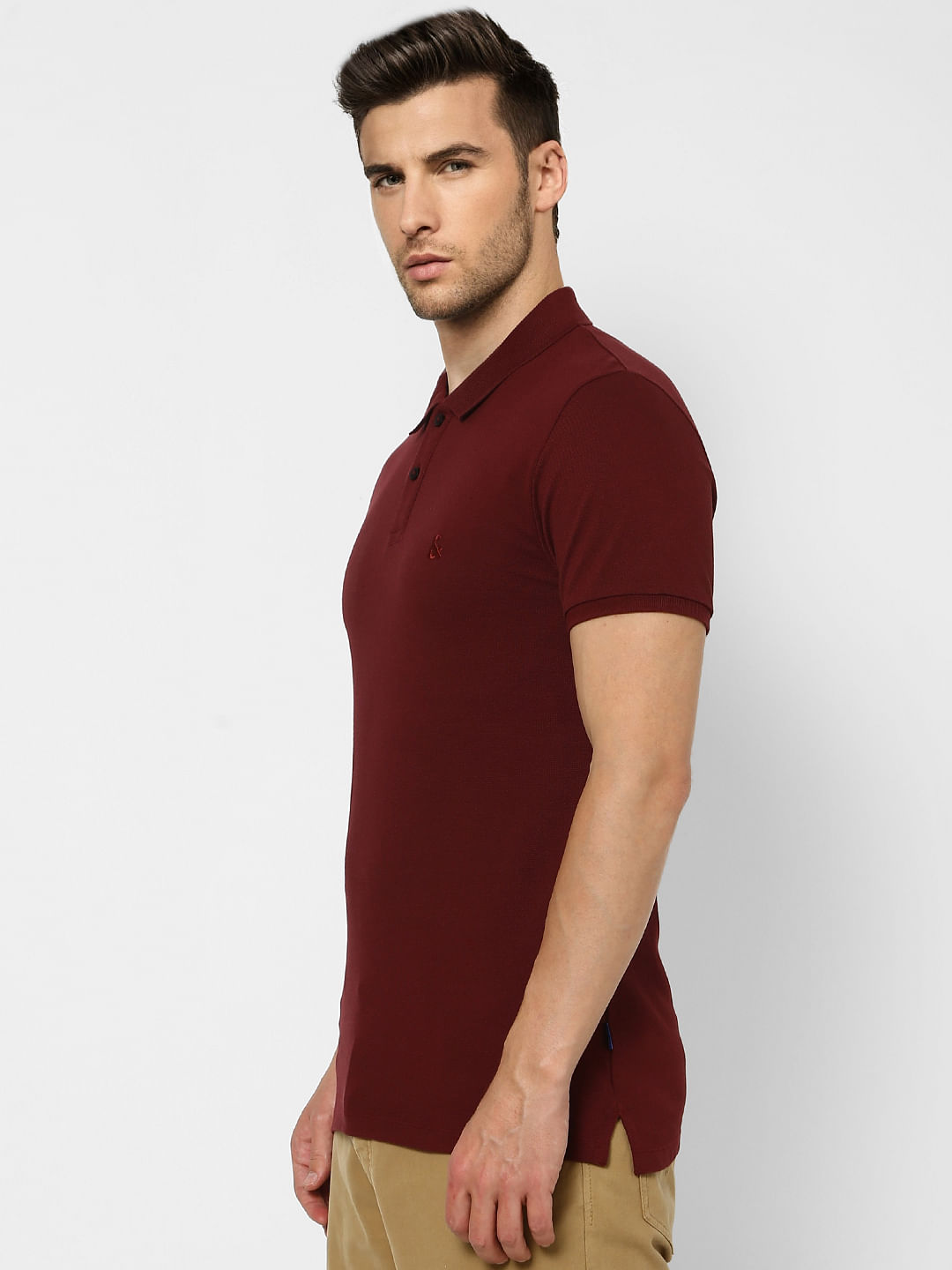 Maroon Polo Neck T-shirt