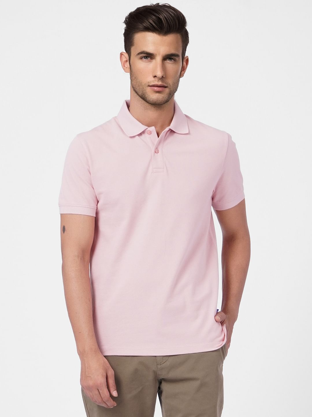Pink Polo Neck T-shirt