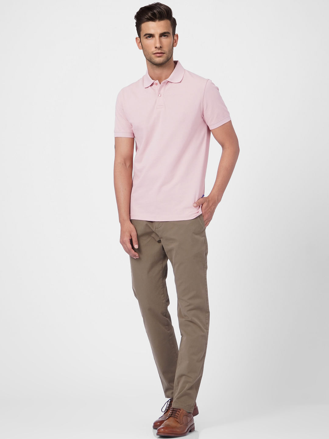 Pink Polo Neck T-shirt