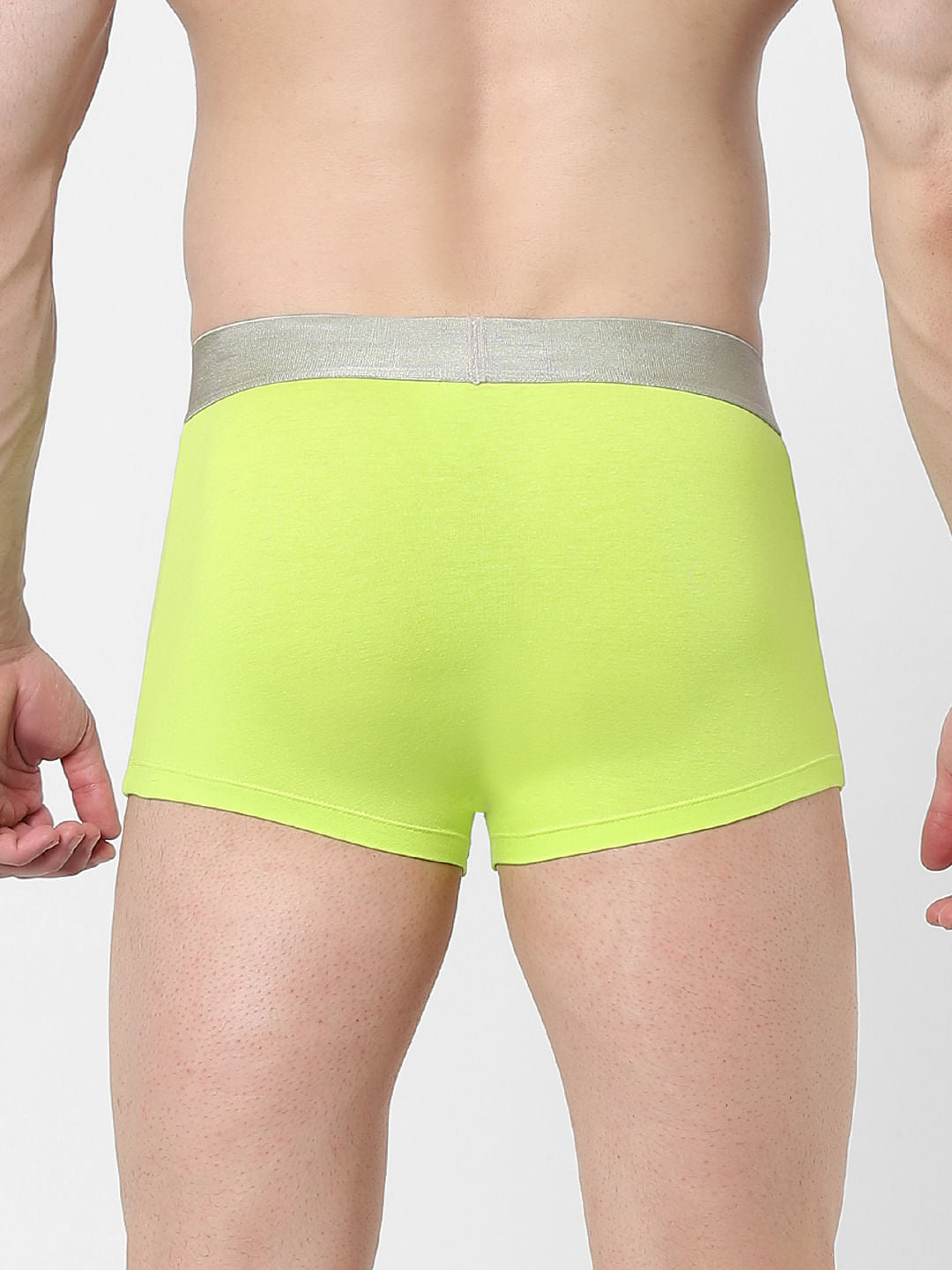 Lime Yellow Logo Print Trunks