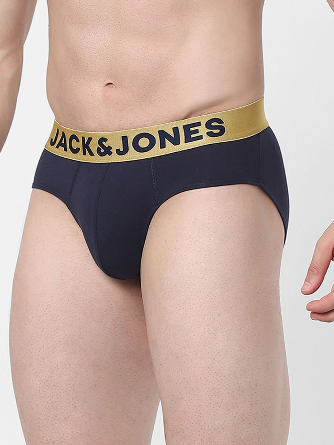 Navy Blue Logo Print Briefs