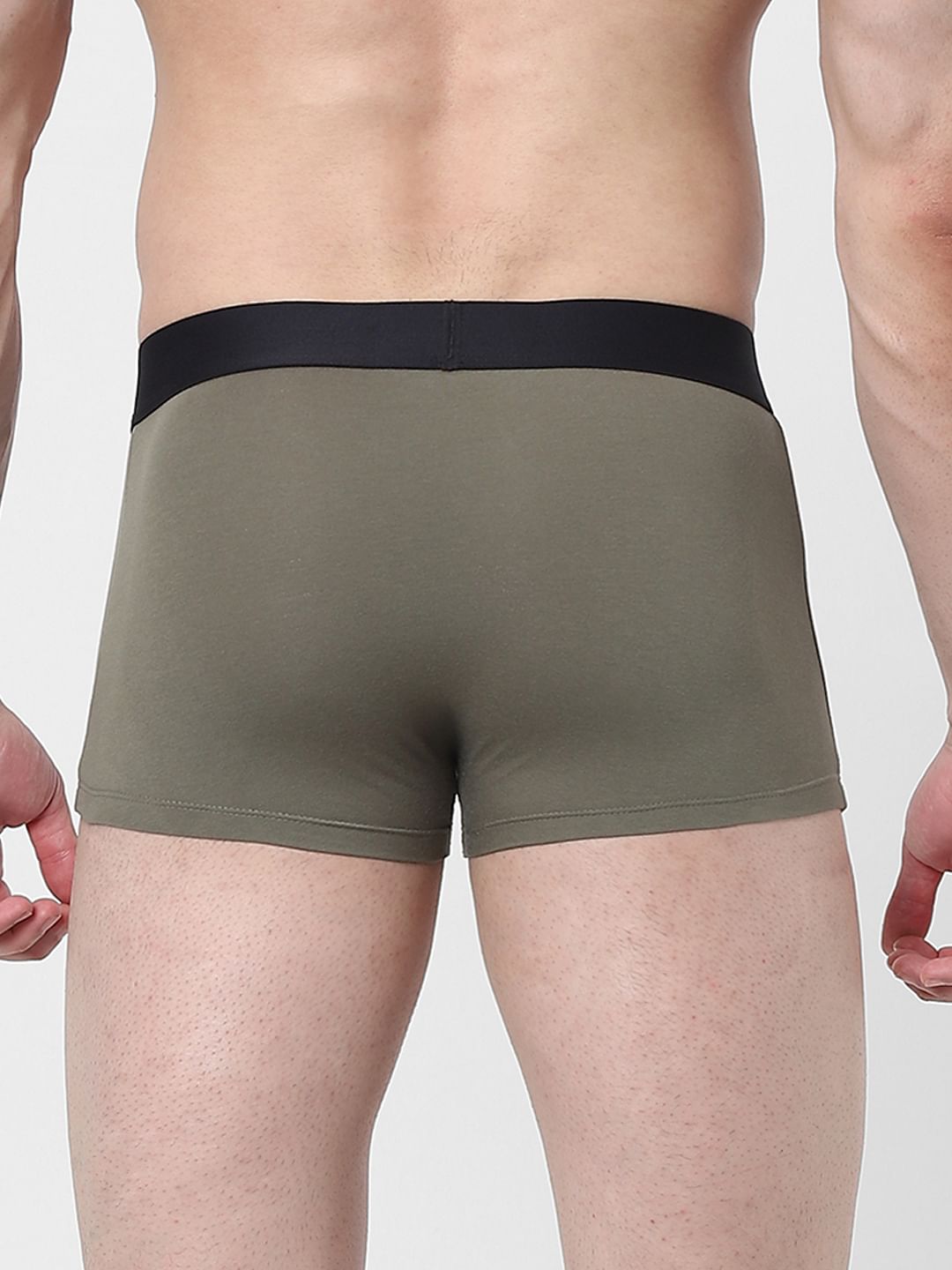 Dusty Olive Green Logo Print Trunks