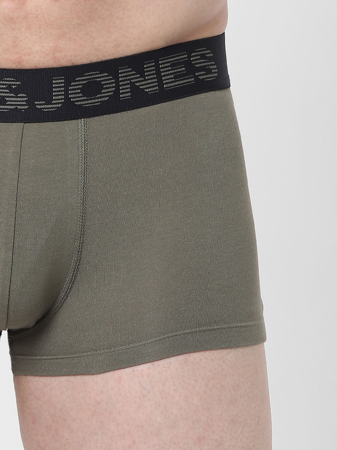 Dusty Olive Green Logo Print Trunks