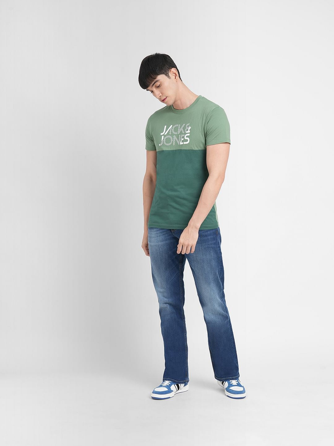 Green Logo Print Crew Neck T-shirt