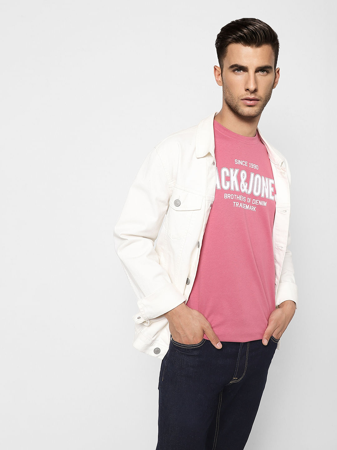 Pink Logo Print Crew Neck T-shirt