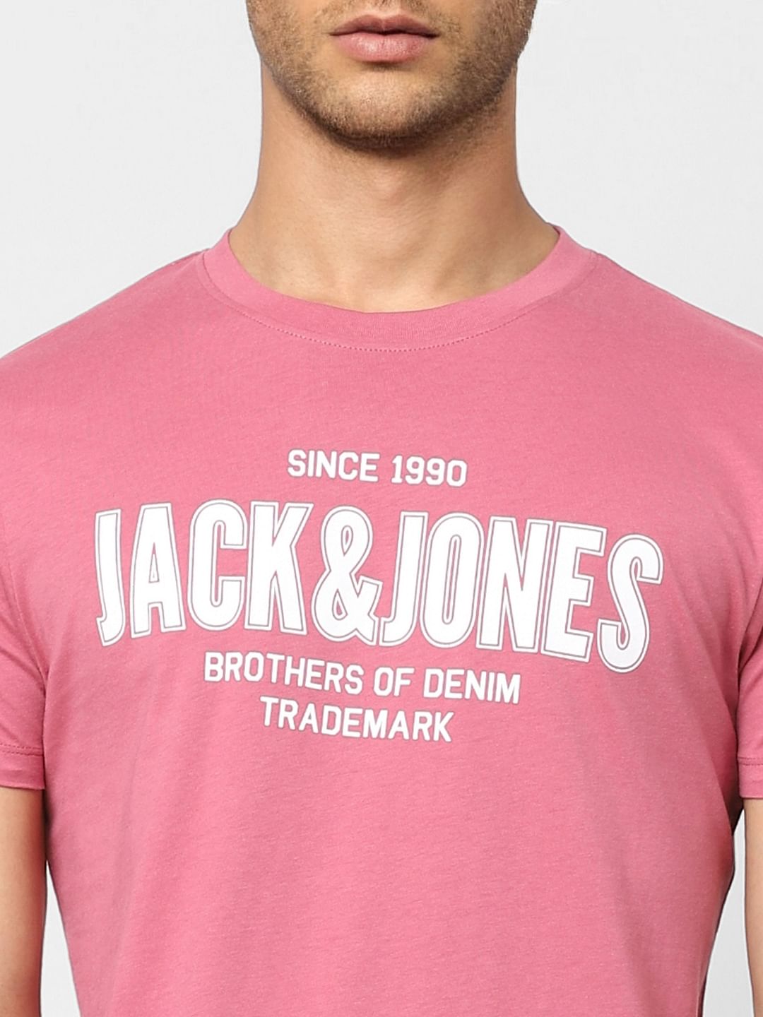 Pink Logo Print Crew Neck T-shirt