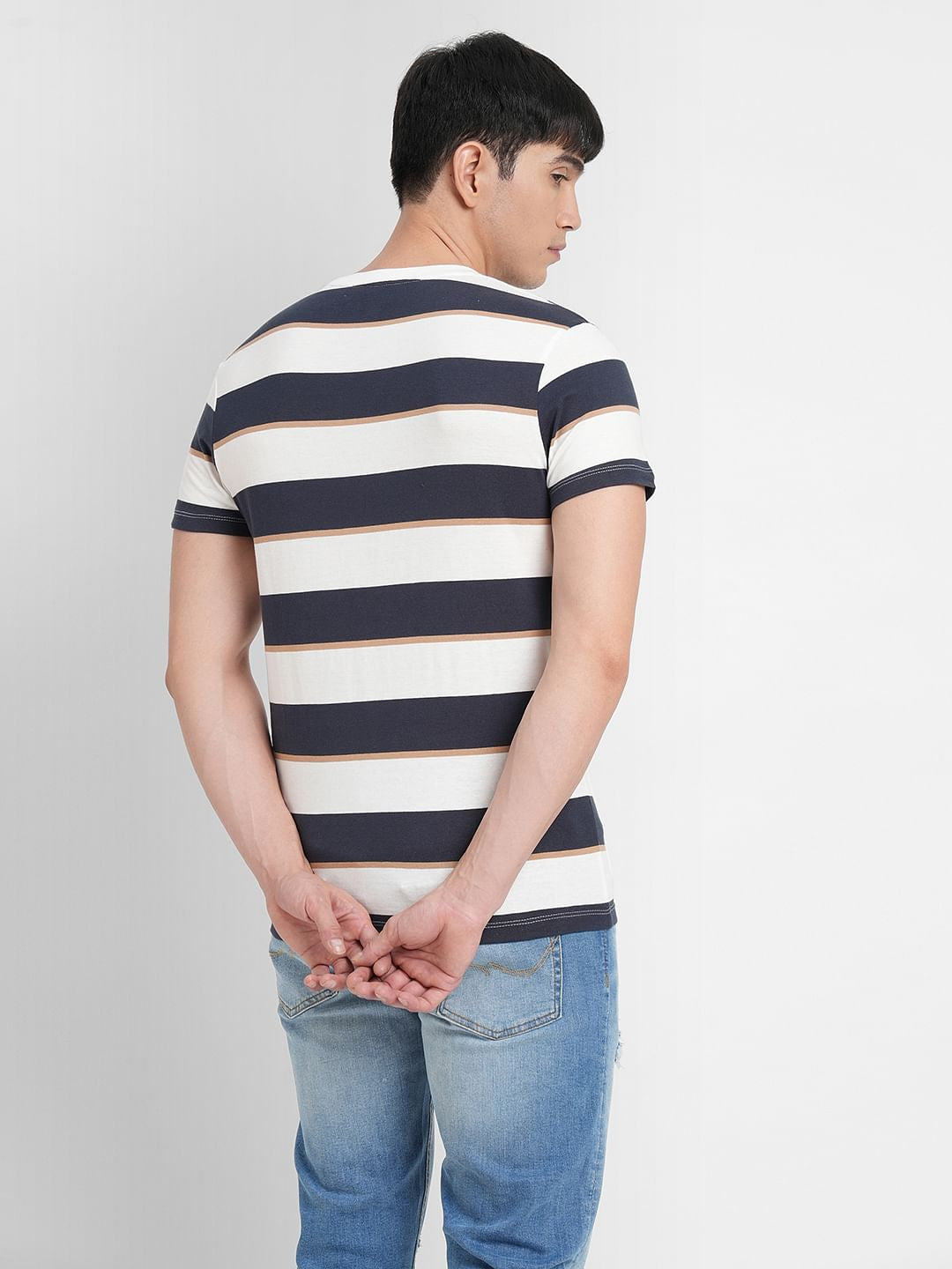 White Striped Crew Neck T-shirt
