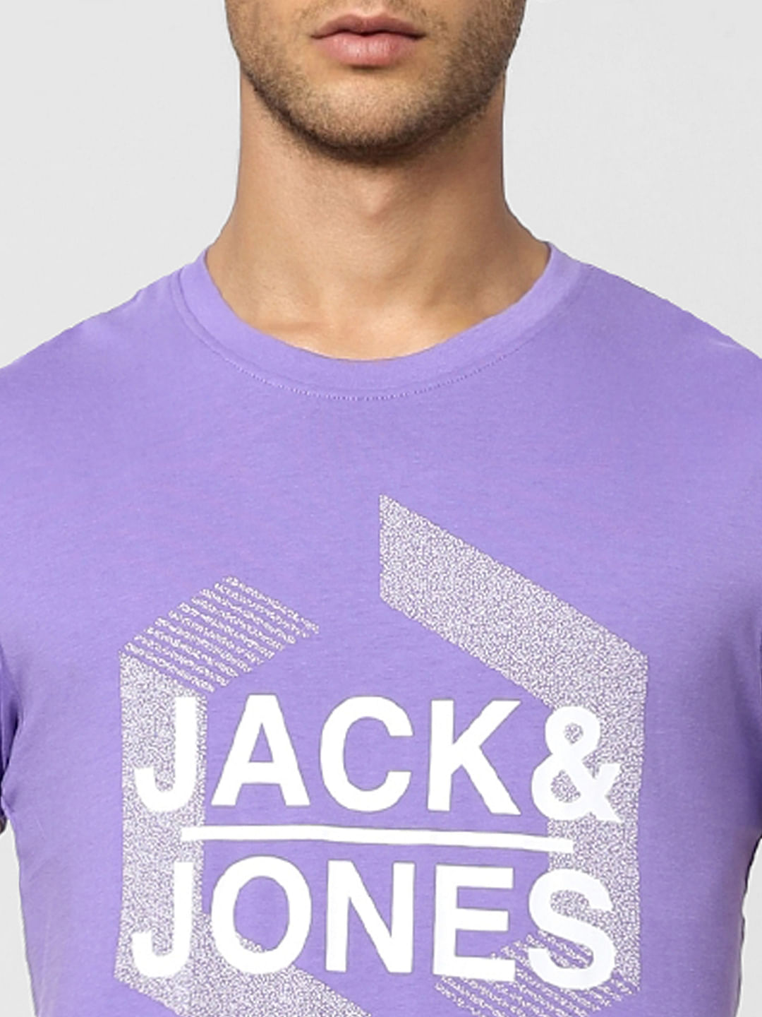 Purple Text Print Crew Neck T-shirt