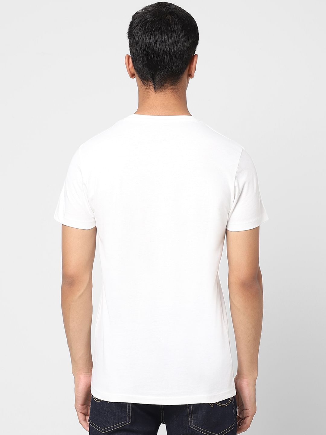 White Logo Print Crew Neck T-shirt