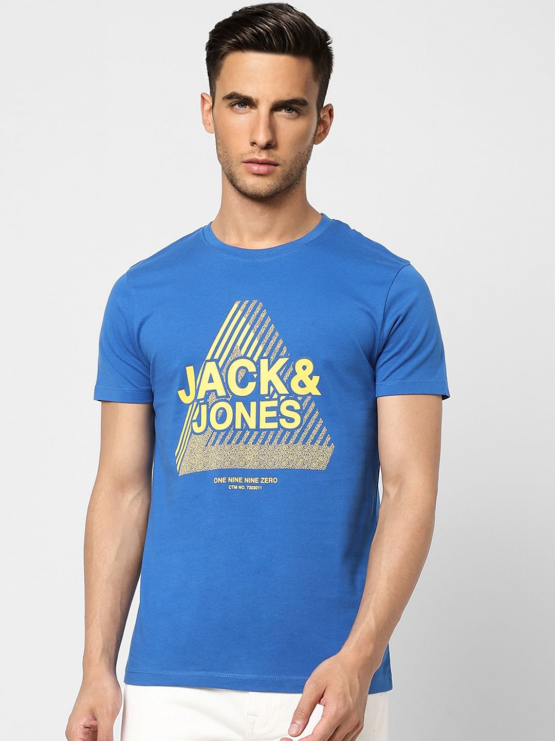 Blue Logo Print Crew Neck T-shirt
