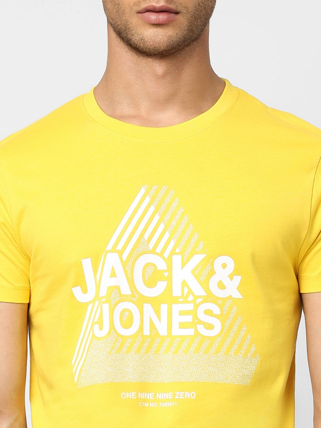 Yellow Logo Print Crew Neck T-shirt