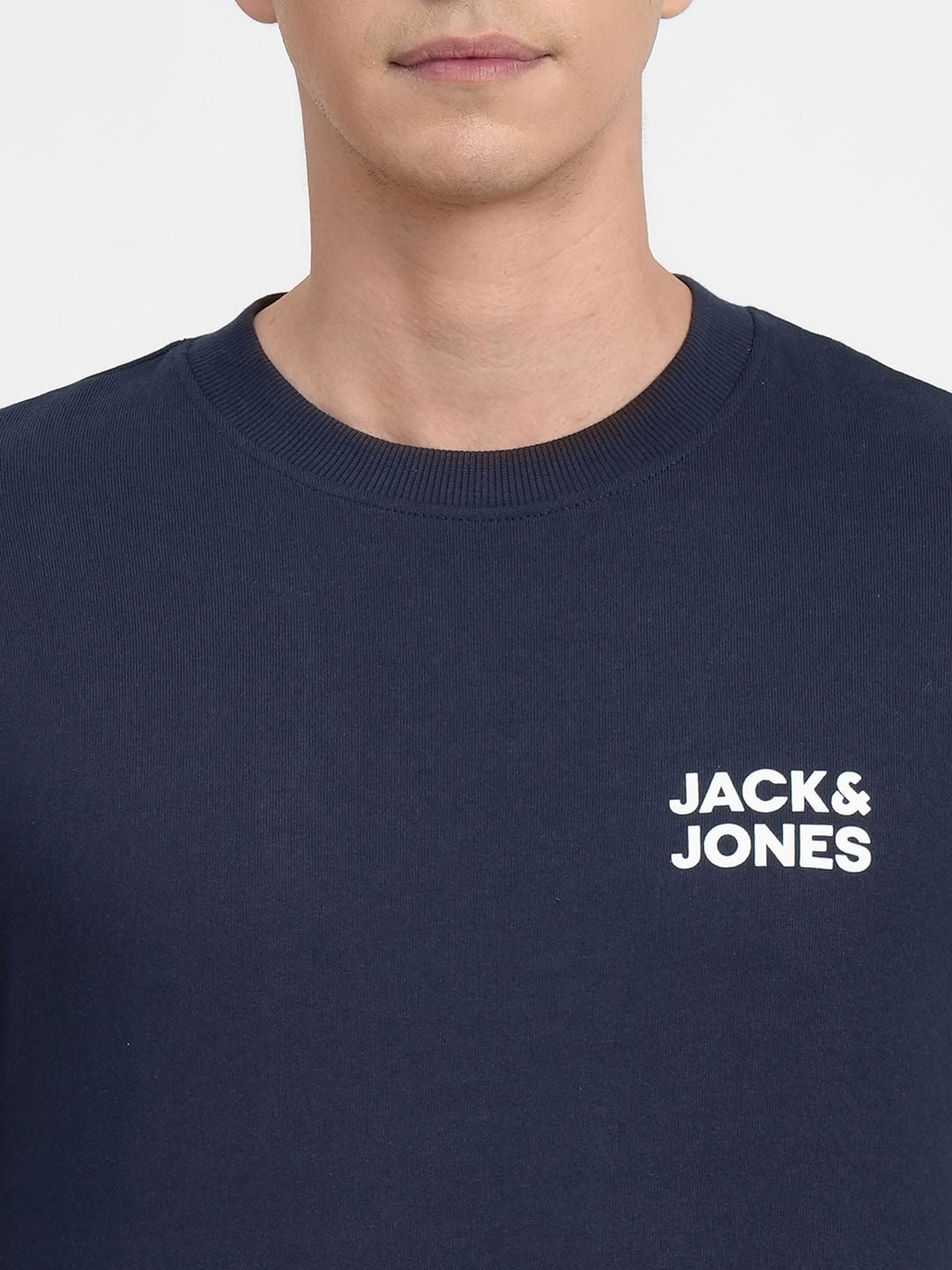 Navy Blue Logo Print Sweatshirt