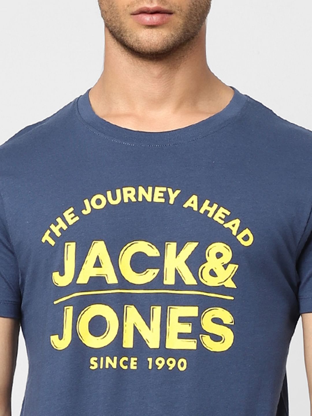 Navy Logo Print Crew Neck T-shirt